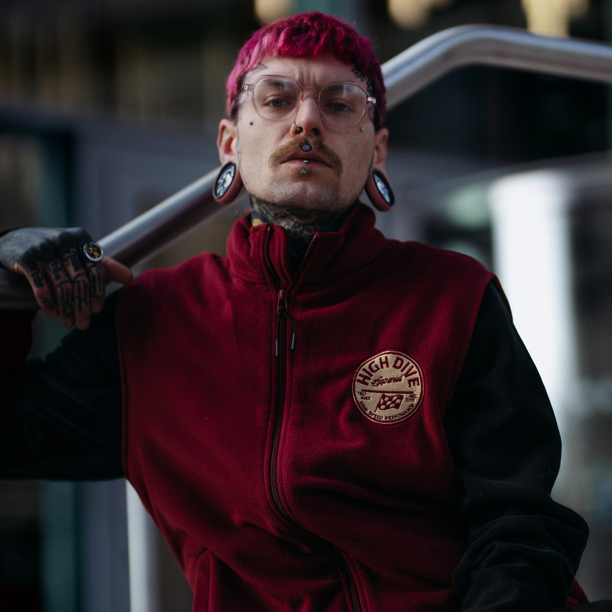 HDA Schwarze Sherpa-Fleecejacke