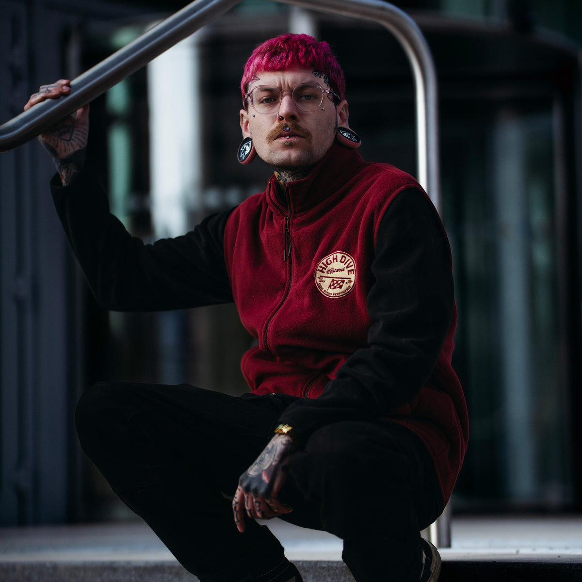 HDA Schwarze Sherpa-Fleecejacke