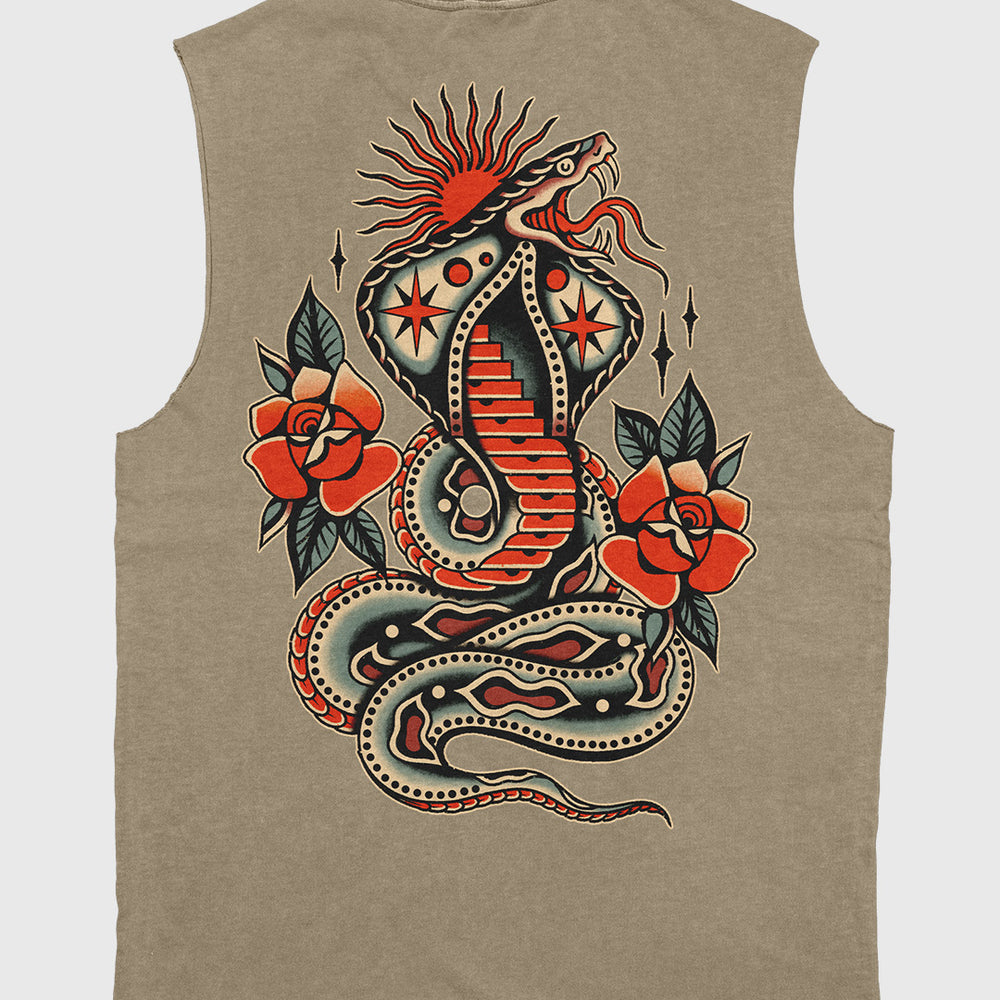 Venom & Velvet Heavy Faded Tan Tank ‐ HIGH DIVE APPAREL
