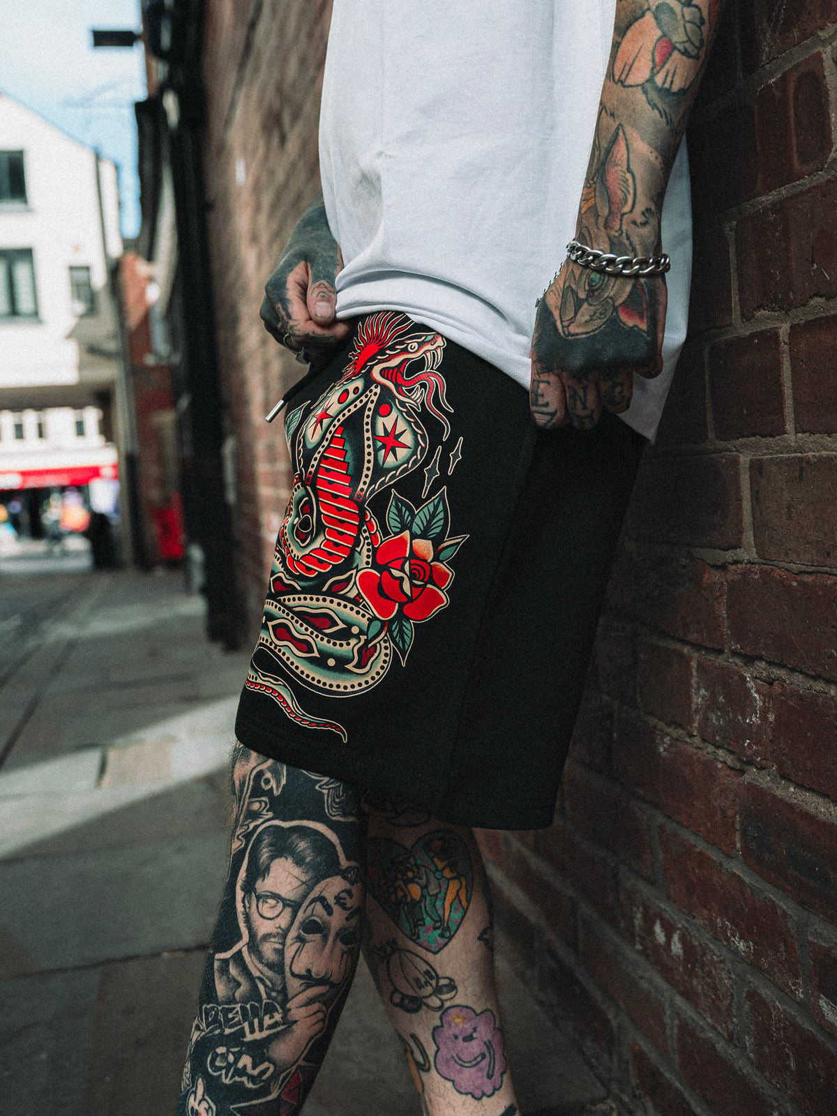Venom & Velvet Black Relax Track Shorts