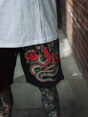 Venom & Velvet Black Relax Track Shorts