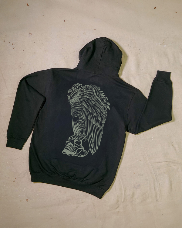 Monochrome Sitting Vulture Black Hoody