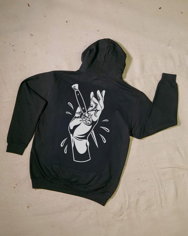 Monochrome Stabbed Hand Black Hoody