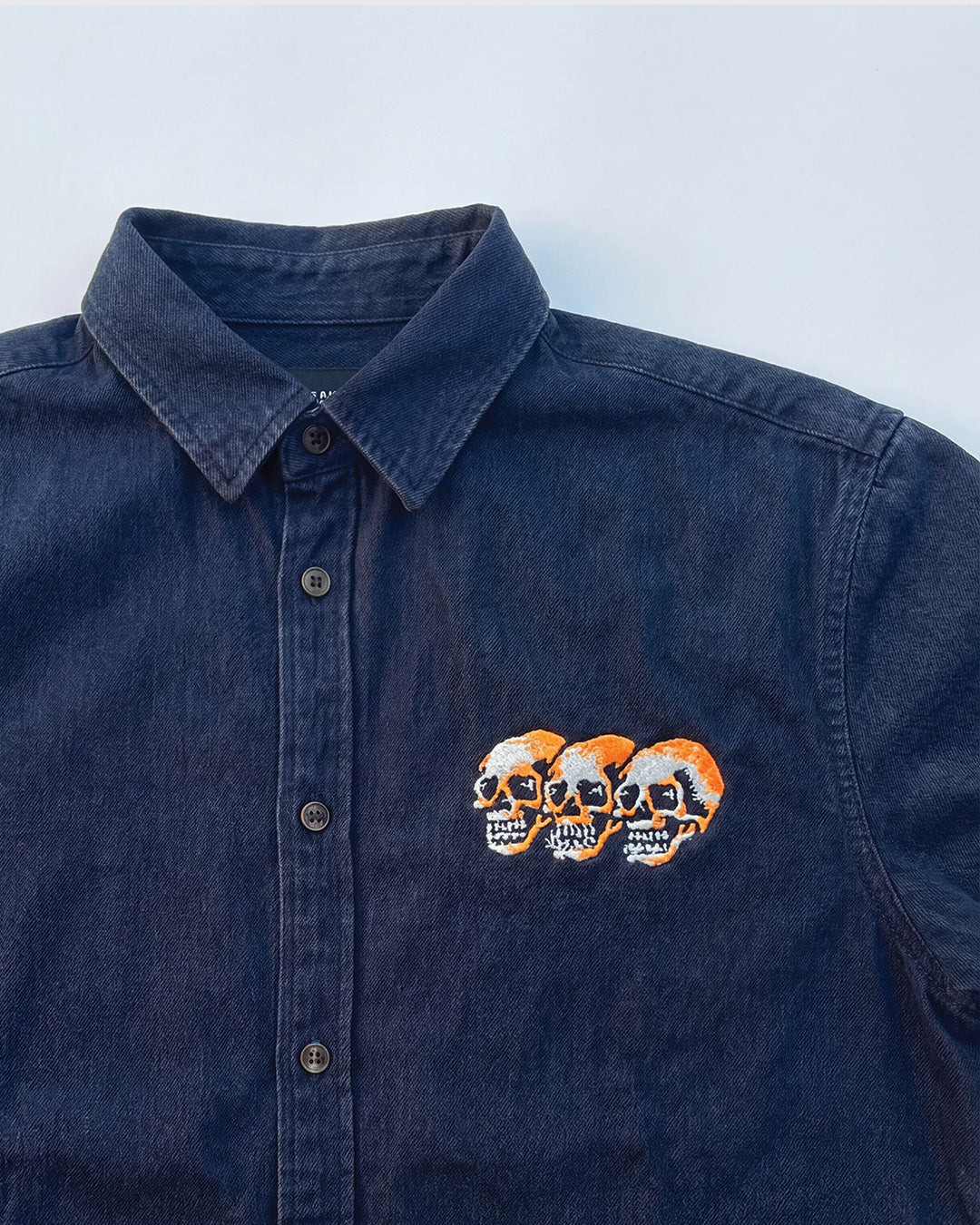 3 Skulls Washed Black Work Shirt