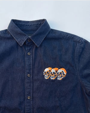 3 Skulls Washed Black Work Shirt