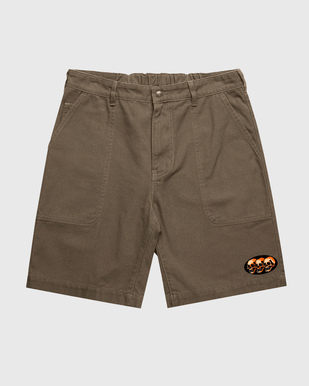 3 Skulls Canvas Shorts Walnut