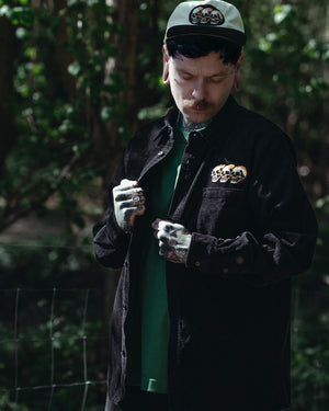 3 Skulls Washed Cord Overshirt Black