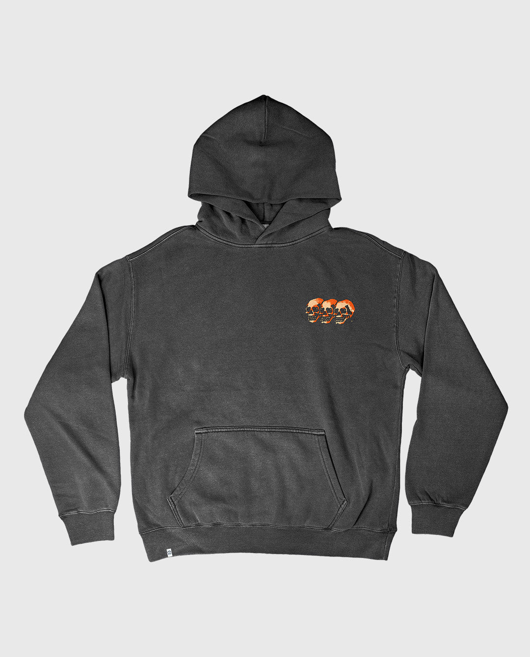 3 Skulls Faded Black Oversized Hoody