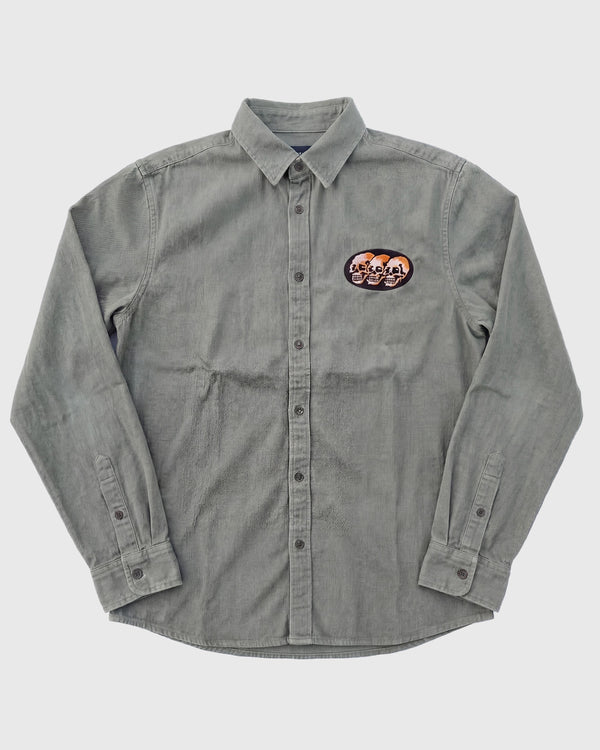 3 Skulls Washed Light Grey Work Shirt