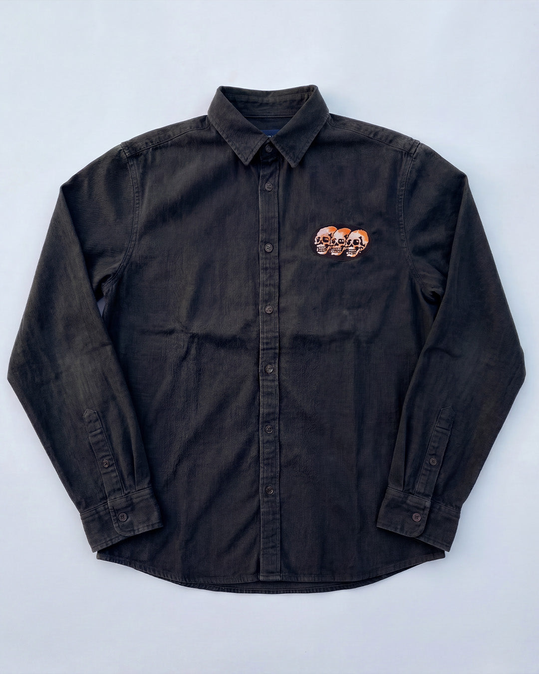 3 Skulls Washed Black Work Shirt