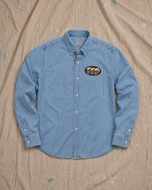 3 Skulls Washed Light Denim Shirt