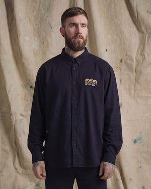 3 Skulls Washed Black Work Shirt