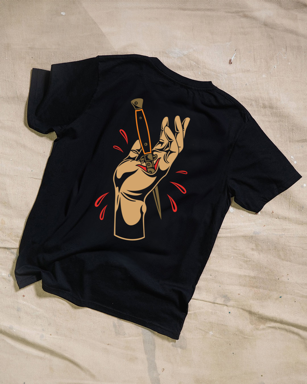 Stabbed Hand Black T-Shirt