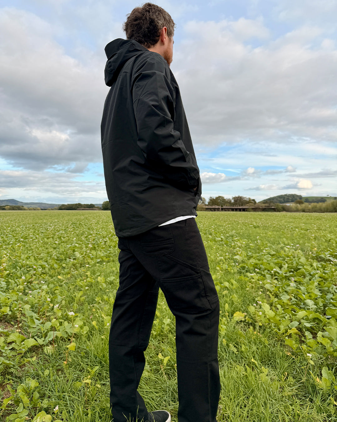 Embroidered Windbreaker Jacket in Black