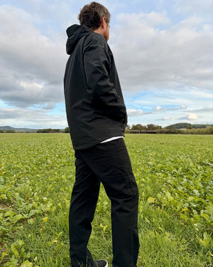 Embroidered Windbreaker Jacket in Black
