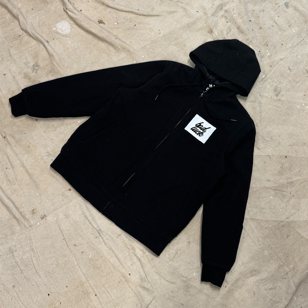 Bad Luck Canvas Hooded Bomber Jacket