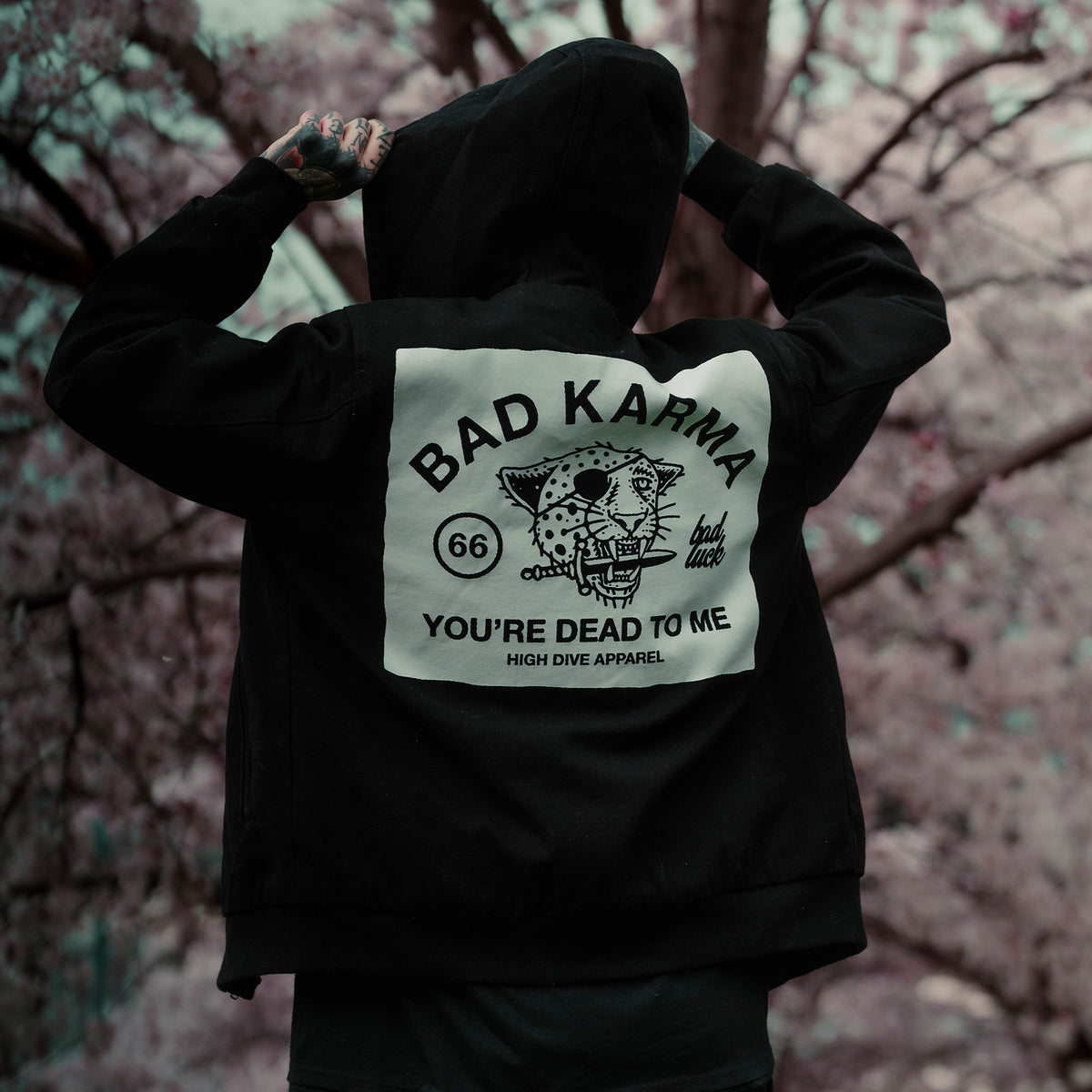 Bad Luck Canvas Hooded Bomber Jacket