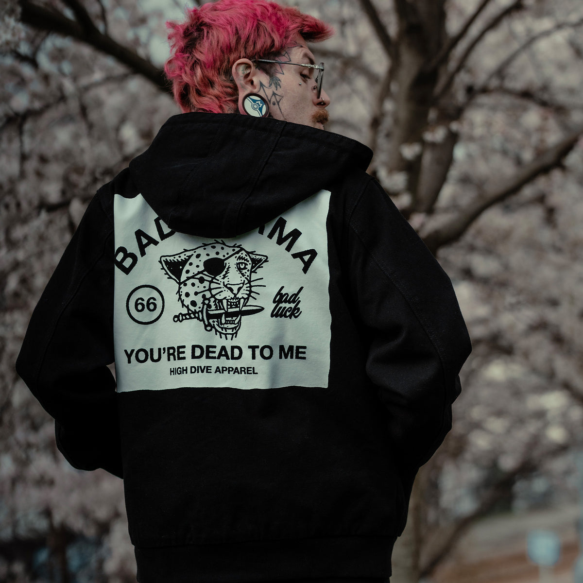 Bad Luck Canvas Hooded Bomber Jacket
