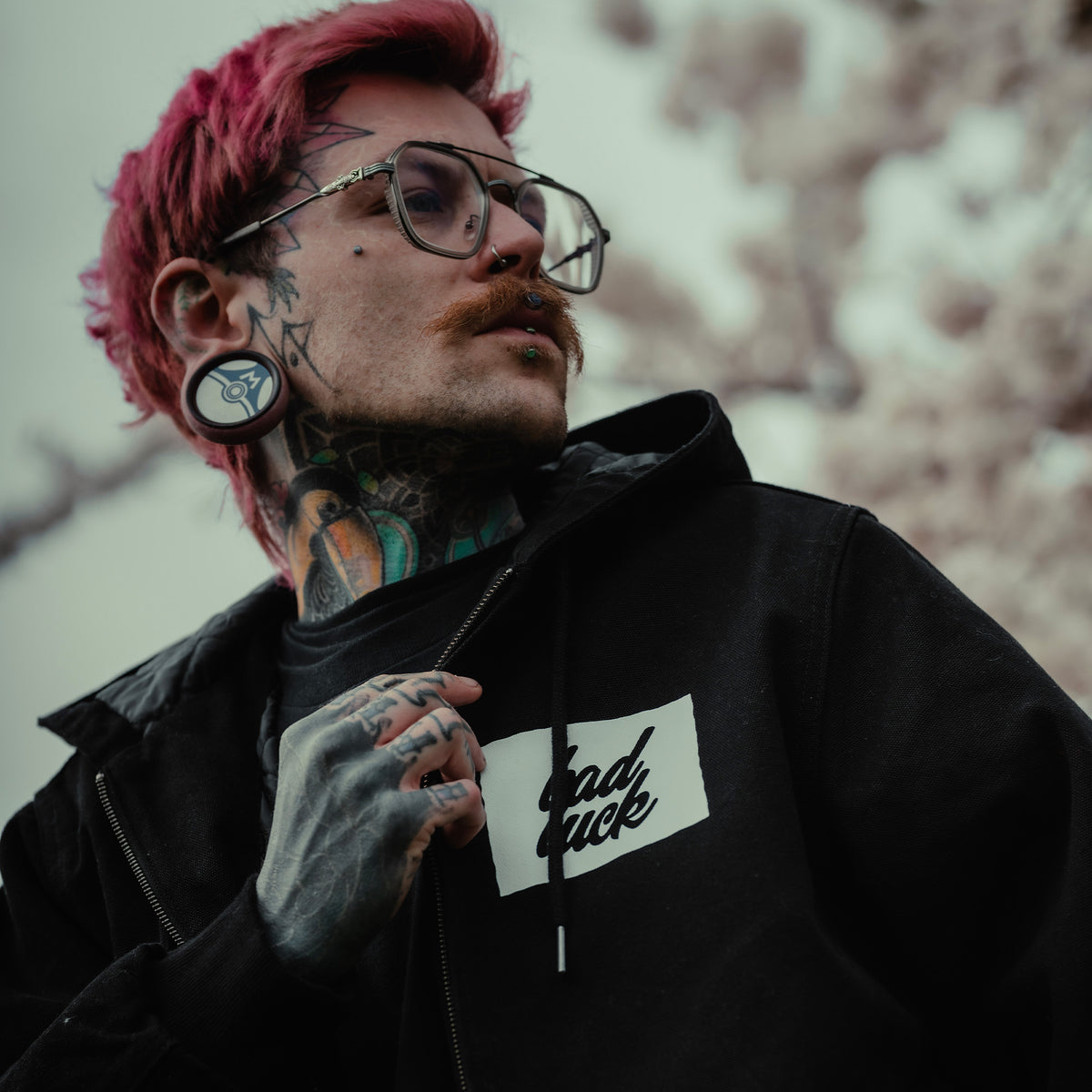 Bad Luck Canvas Hooded Bomber Jacket