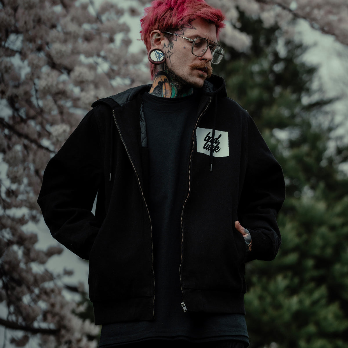 Bad Luck Canvas Hooded Bomber Jacket