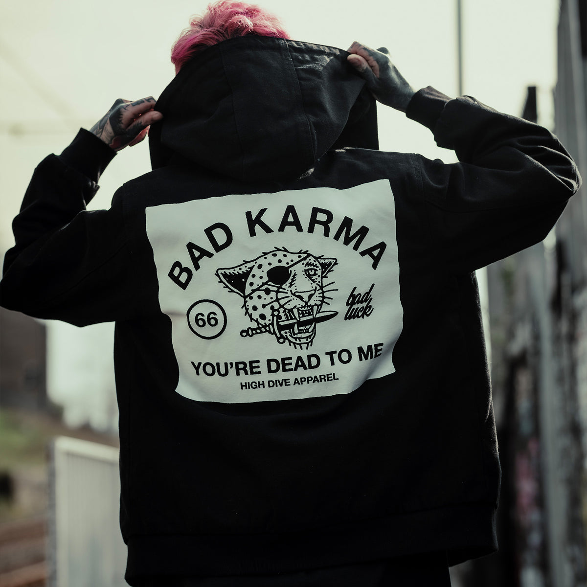 Bad Luck Canvas Hooded Bomber Jacket