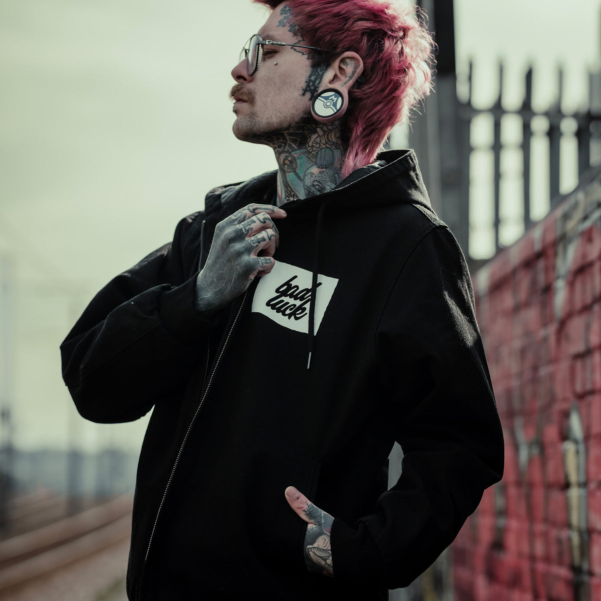 Bad Luck Canvas Hooded Bomber Jacket