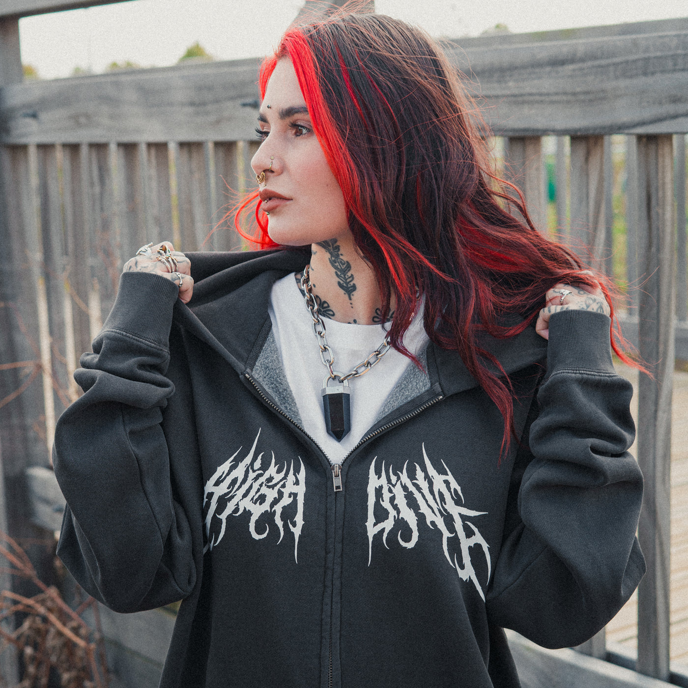 Metal Faded Zipped Hoody