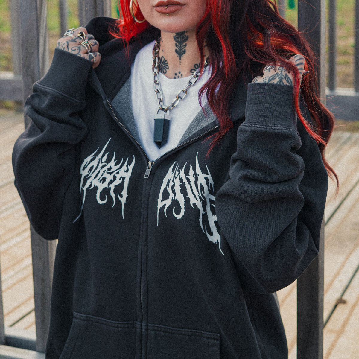 Metal Faded Zipped Hoody