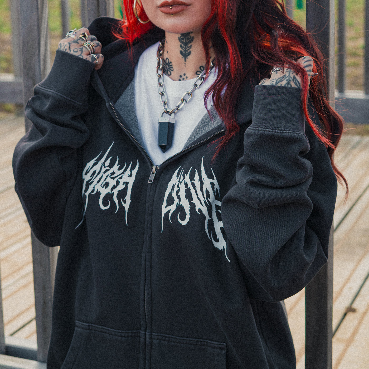 Metal Faded Zipped Hoody