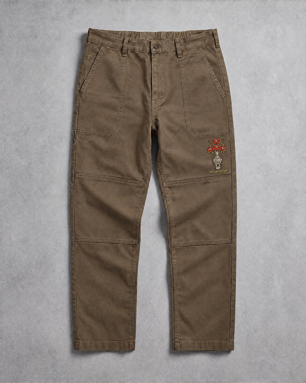 Feel Something Brown Canvas Carpenter Trousers