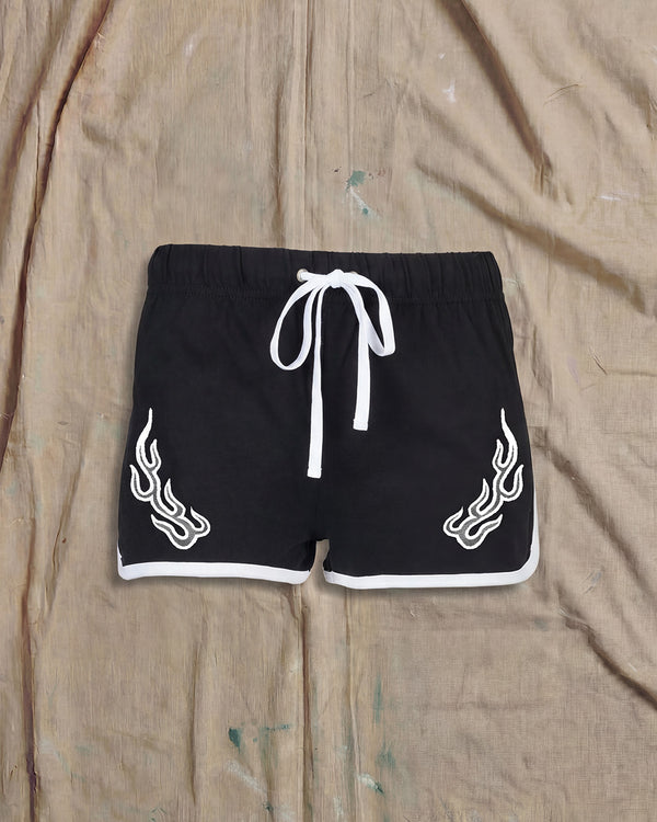 Tribal Flame Black Womens Shorts