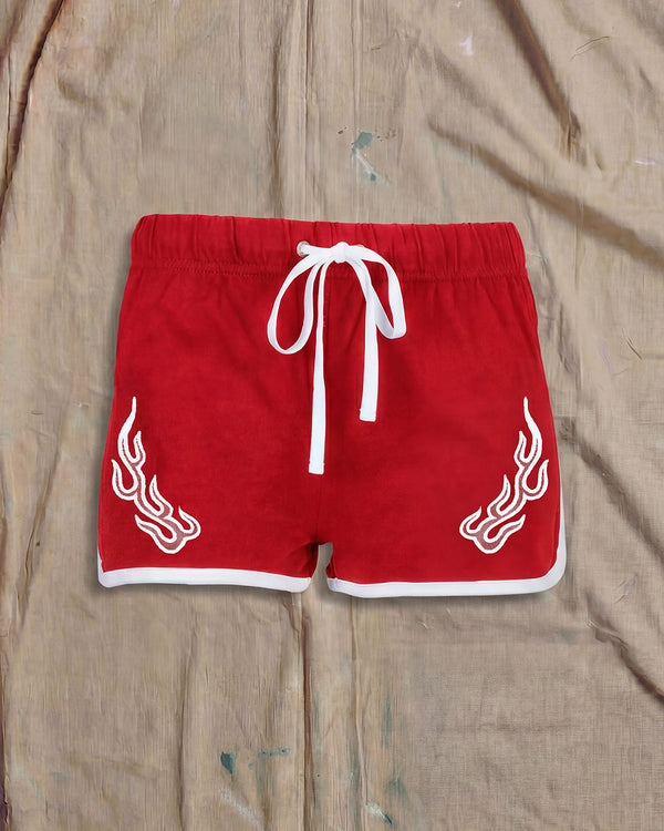 Tribal Flame Red Womens Shorts