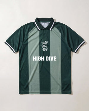 Three Lions Green Striped Football Tee Limited Edition