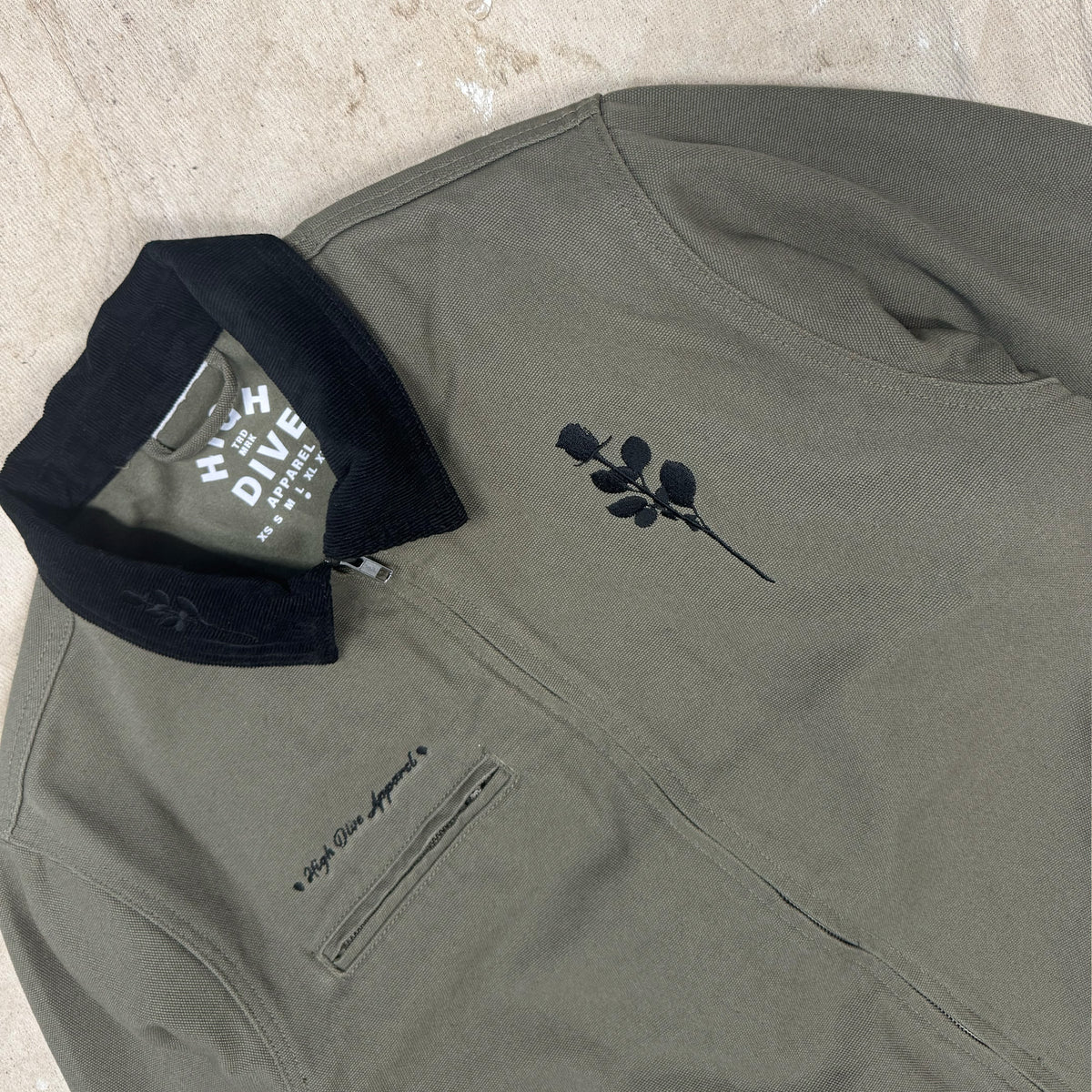 Army Green Cord Collar Jacket