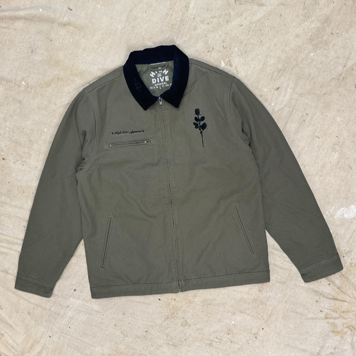 Army Green Cord Collar Jacket