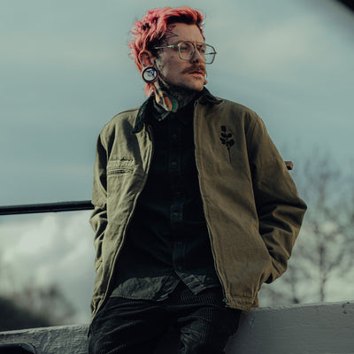Army Green Cord Collar Jacket