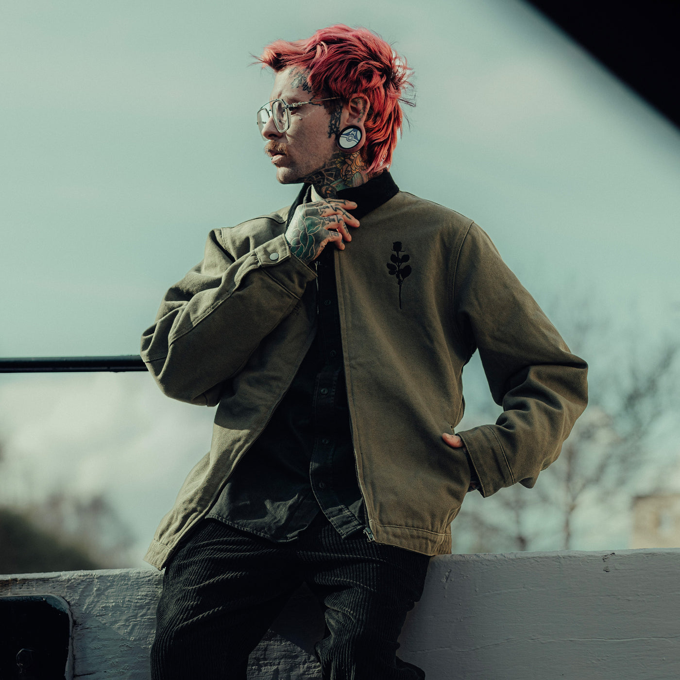 Army Green Cord Collar Jacket