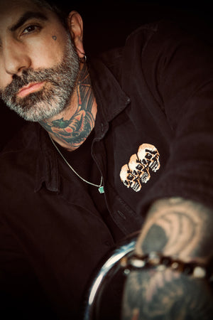 3 Skulls Washed Black Work Shirt