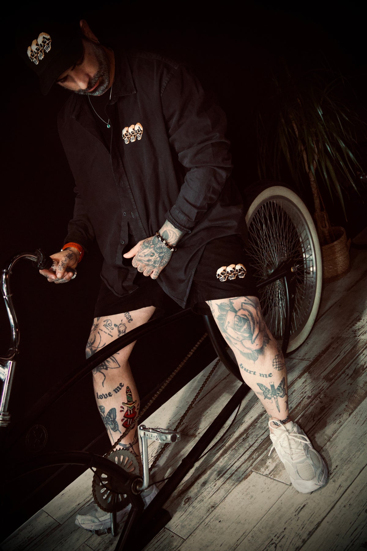 3 Skulls Washed Black Work Shirt