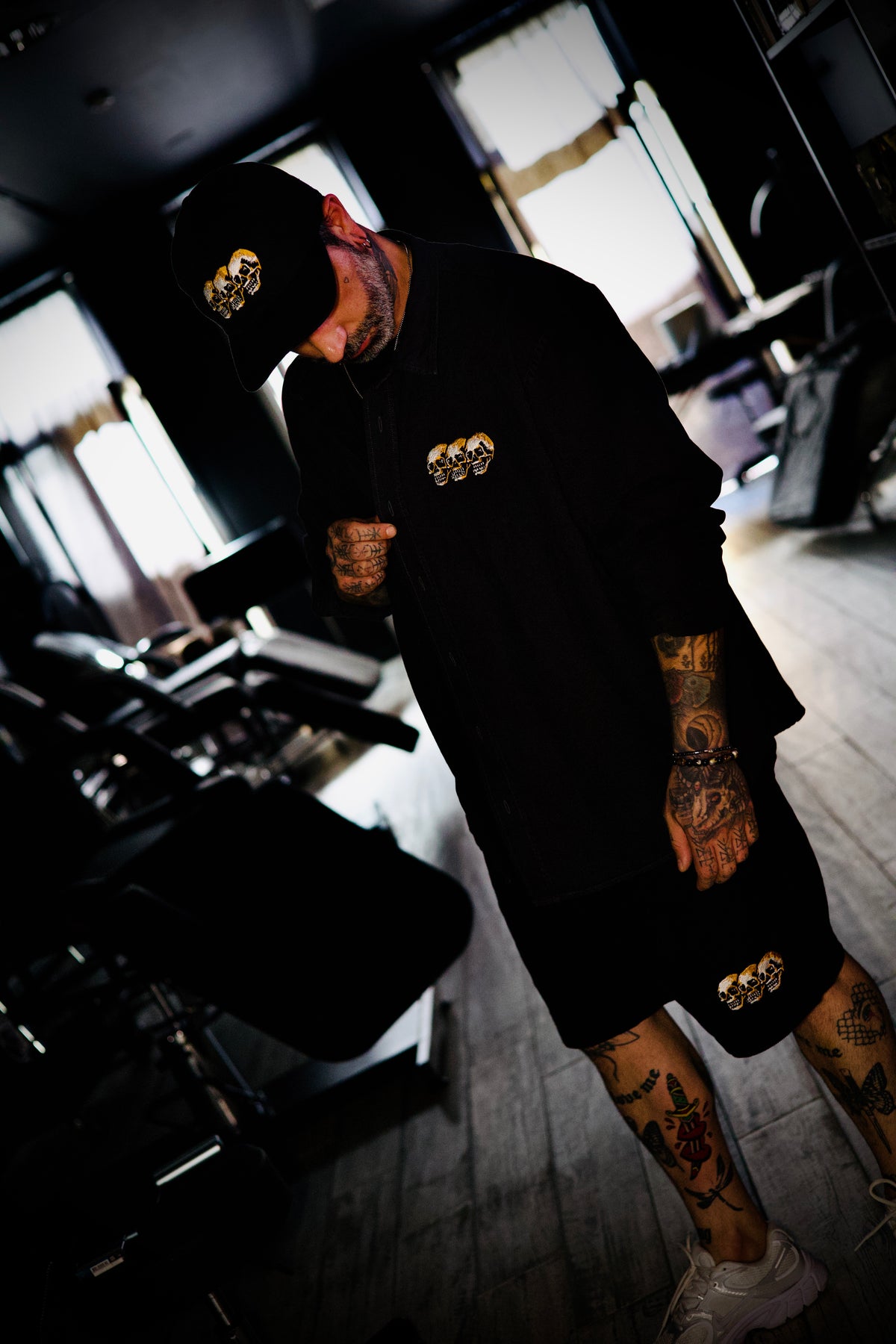3 Skulls Washed Black Work Shirt