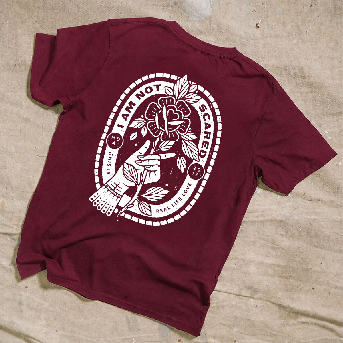 I'm Not Scared Burgundy Tee