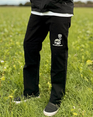 In Bloom Black Canvas Carpenter Trousers