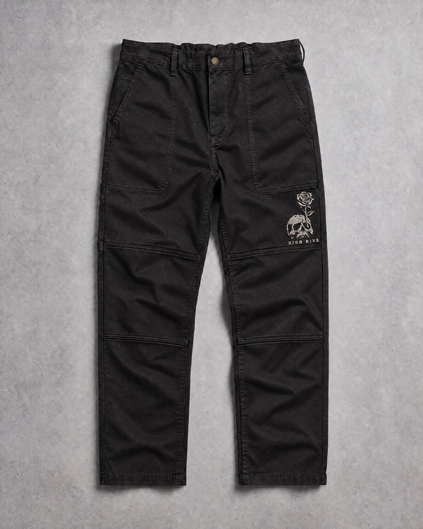 In Bloom Black Canvas Carpenter Trousers