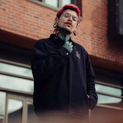 Rose Navy Cord Collar Jacket