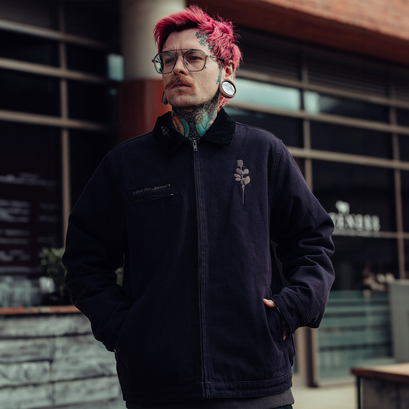 Rose Navy Cord Collar Jacket
