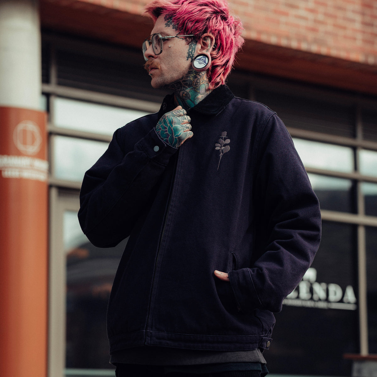 Rose Navy Cord Collar Jacket