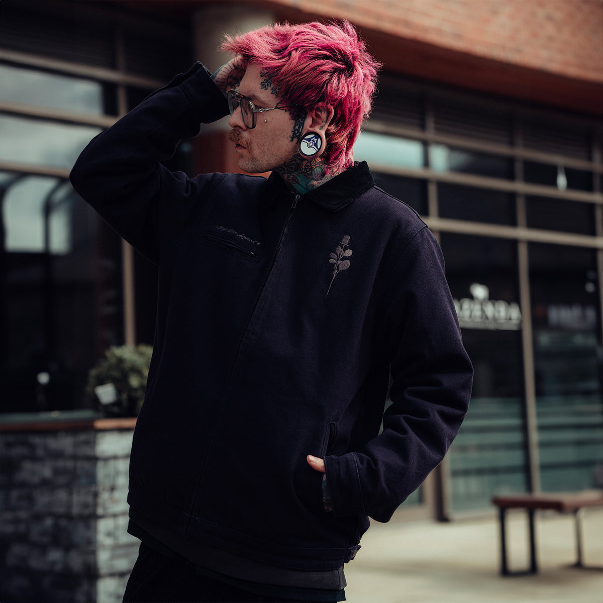 Rose Navy Cord Collar Jacket