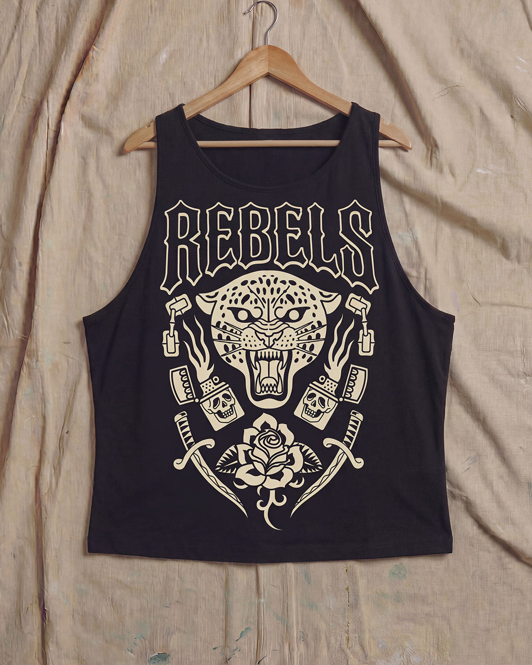 Rebels Black Crop Tank Top