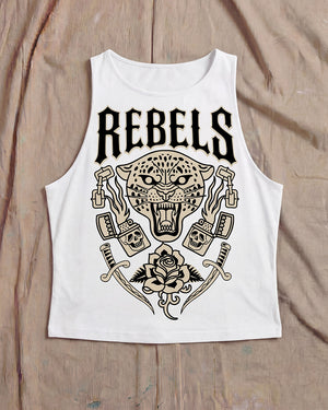 Rebels White Crop Tank Top