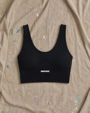 Athletic Dept Black Ribbed Seamless Sports Bra